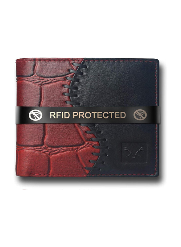

Al Fascino Stylish Genuine Leather Bi-Fold RFID Protection Wallet for Men, Maroon