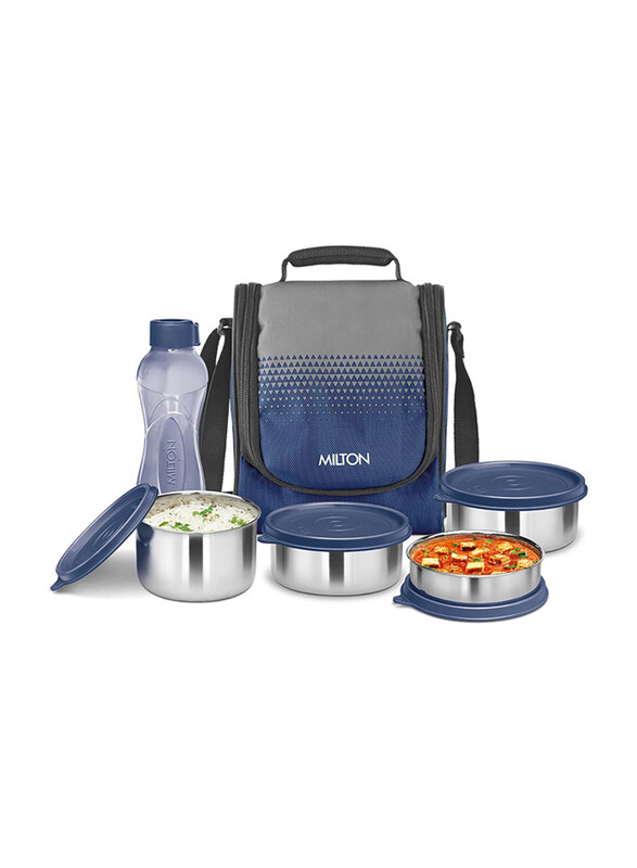 

Milton Tasty 4 Stainless Steel Combo Lunch Box with Bottle, 200ml, Blue