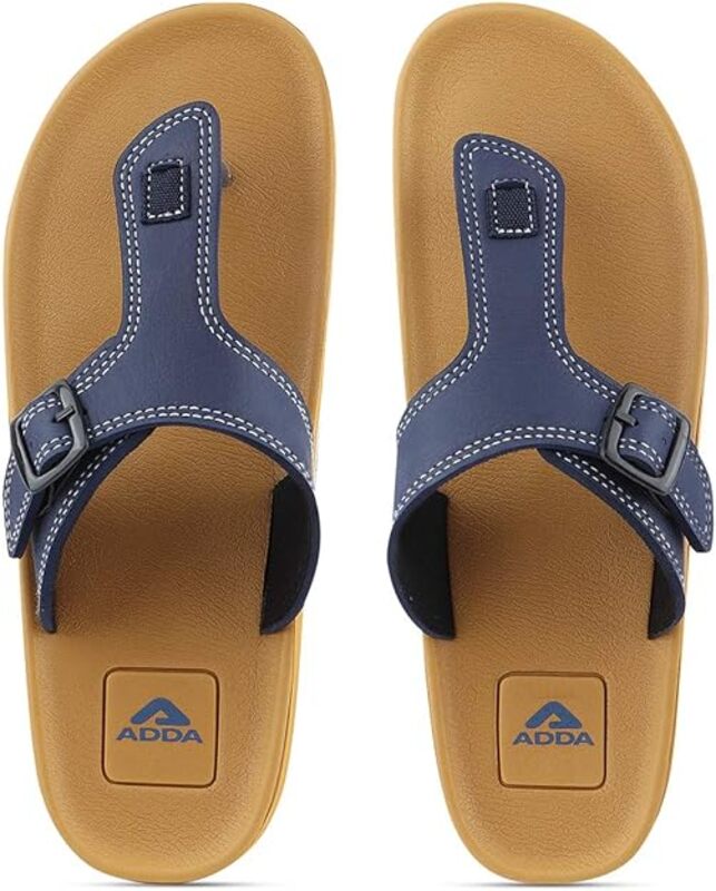 ADDA Men's Dark Beige & Navy Flip-Flops - 7 UK, Beige, 39.5 EU