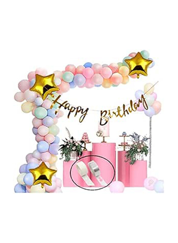 

Hk Balloons Foil Pastel Balloons with Calligraphy Birthday Banner Hand Balloon Pump & Glue Dot Balloon Arch for Girls & Wife, 85 Pieces, Multicolour
