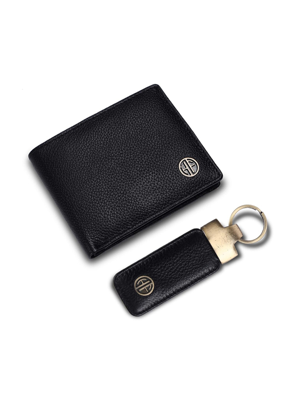 

Hammonds Flycatcher Genuine Leather Bi-Fold Wallet & Keychain Combo for Men, Black