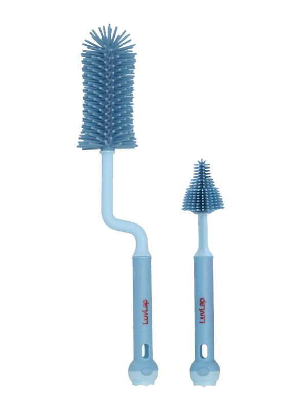 

Luvlap 360° Movable Silicone Bristle Bottle Brush & Cleaner, Blue