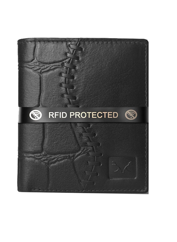 

Al Fascino Genuine Leather Bi-Fold RFID Protection Wallet for Men, Eerie Black