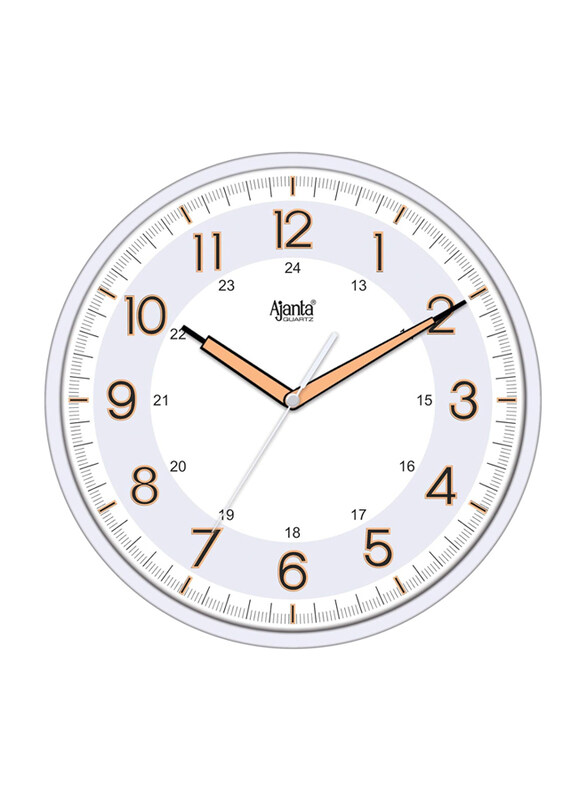 

Ajanta Night Glow Radium Plastic Wall Clock, Pearl White