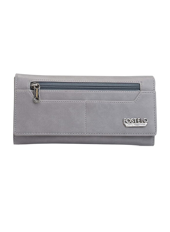 

Fostelo Faux Leather CheckBook Wallets for Women, Grey