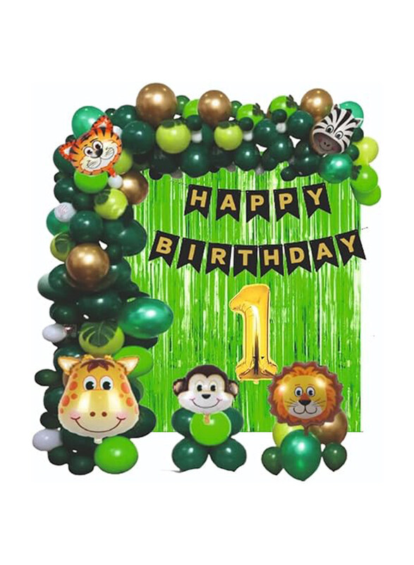 

Generic Balloons Jungle Animal Forest Theme 1st Birthday Party Decorations for Boys 51 Piece, Multicolour