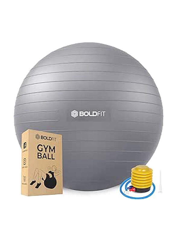 

Boldfit Anti Burst Exercise Ball with Foot Pump Workout Yoga Ball for Women & Men, 65cm, Grey