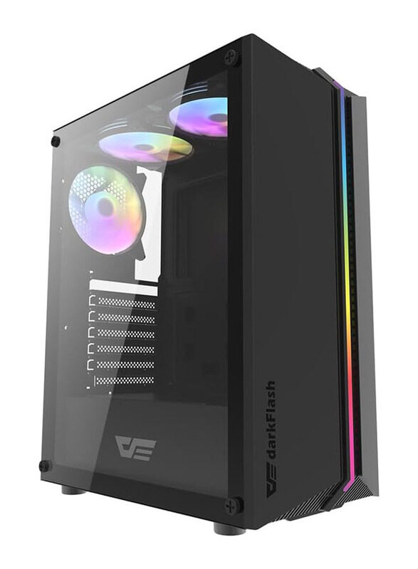 

NA DarkFlash DK151 ATX/M-ATX/ITX Gaming Computer Case with 3 Pre-Installed Static Fans, Features Changeable LED Strip Lights and Tempered Glass Panel, Bl