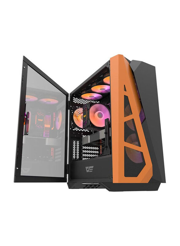 

NA DarkFlash DLZ31 PC Case Gamer Mid-Tower ATX with 2 USB 3.0, 1 USB Type-C, Mesh Front Panel and Tempered Glass Side Panel, Black