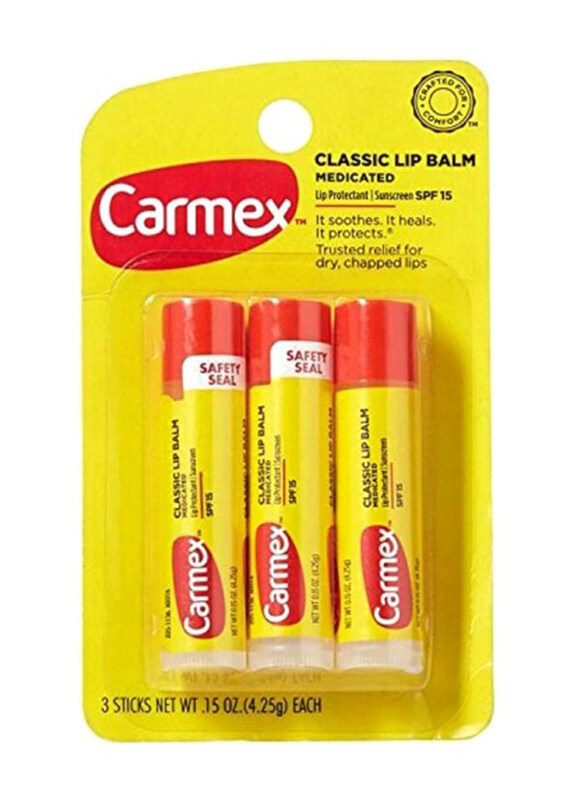 

Carmex Classic Medicated SPF15 Lip Balm, 3 Pieces x 4.25g