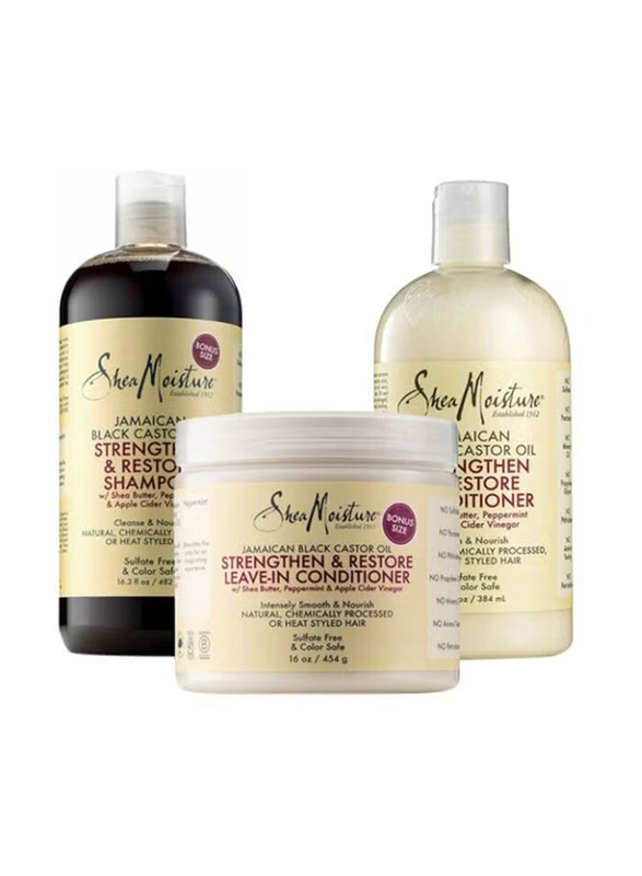 Shea Moisture Strengthen and Restore Shampoo and Conditioner Set, 3 Pieces