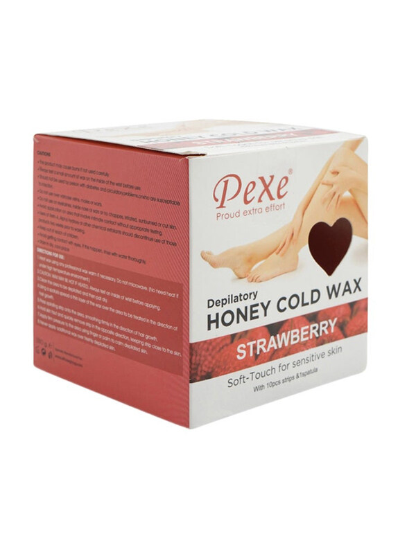 

Pexe Strawberry Depilatory Honey Cold Wax Strips, 10 Pieces