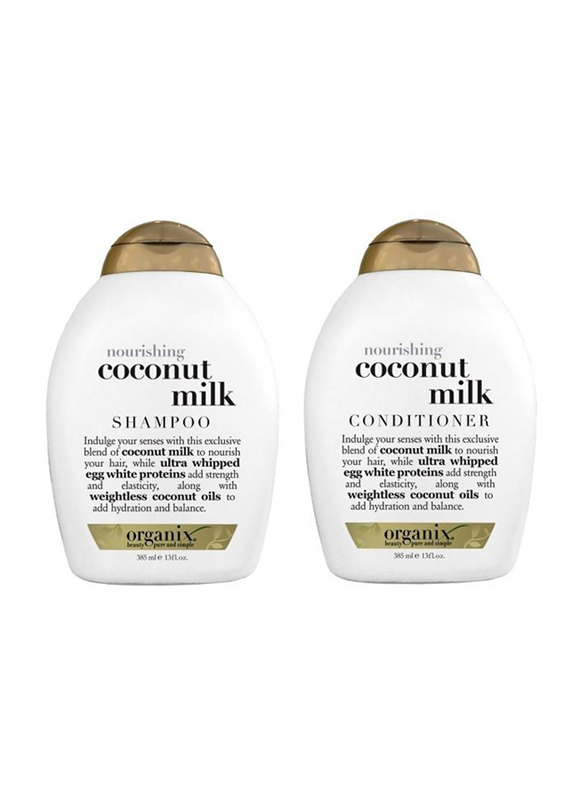 Organix Nourishing Coconut Milk Shampoo and Conditioner Set, 2 Pieces x 385ml