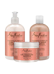 Shea Moisture Coconut & Hibiscus Shampoo + Conditioner and Smoothie Set, 3 Pieces