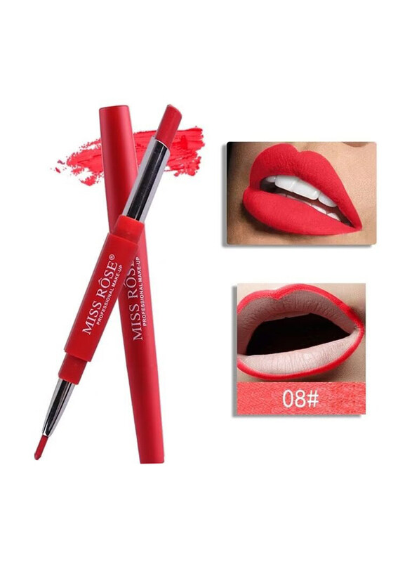 

Miss Rose 2-In-1 Matte Lipstick Pen with Lip Liner, 08 Red