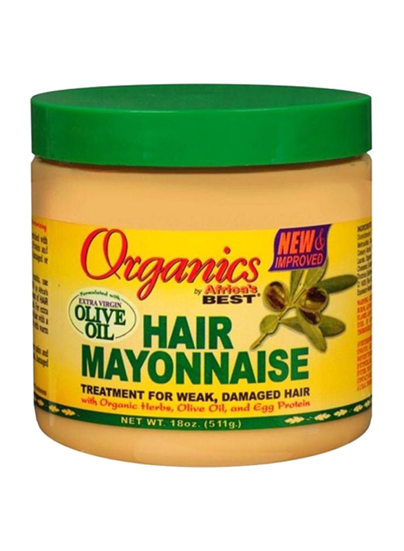 Africa's Best Organics Hair Mayonnaise Treatment with Extra Virgin Olive Oil for Damaged Hair, 2 Pieces x 18oz