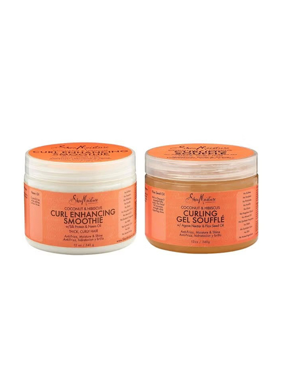 Shea Moisture Curl Enhancing Smoothie And Curling Gel Souffle Set All Type Hair, 2 x 340g