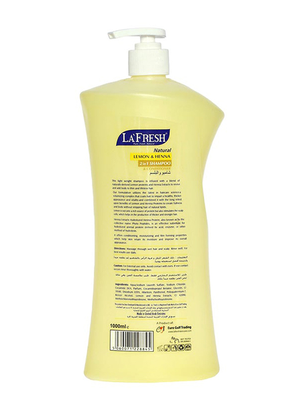 La Fresh 2-in-1 Lemon and Henna Shampoo & Conditioner, 1000ml