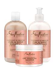 Shea Moisture Curl and Shine Shampoo, Conditioner and Smoothie Set for Curly Hair, 384ml + 384ml + 340g