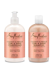Shea Moisture Coconut & Hibiscus Curl & Shine Shampoo + Conditioner Set, 2 x 384ml