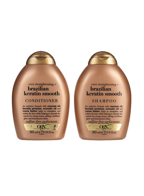 

Ogx Brazilian Keratin Shampoo Plus Conditioner for All Hair Types, 2 x 385ml