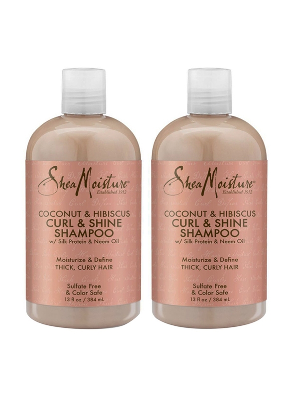 Shea Moisture Coconut & Hibiscus Curl & Shine Shampoo Set, 2 x 384ml
