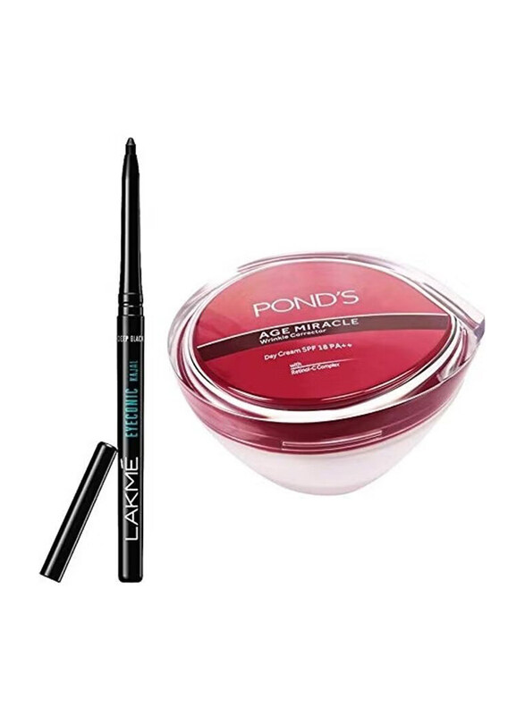 

Lakme Eyeconic Kajal & Pond's Age Miracle Wrinkle Corrector SPF 18 PA++ Day Cream 50g, Set