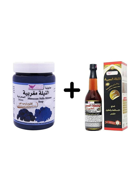 

Kuwait Shop The Amazing Mix Hair Oil and Moroccan Nella Soap Mixture, 2 Piece