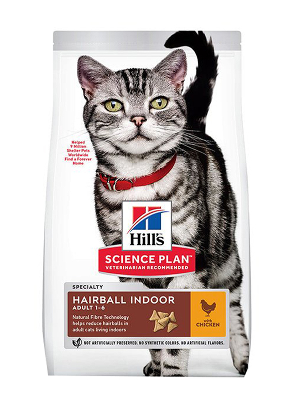 Hill's Science Plan Hairball Indoor Adult Dry Cat Food with Chicken, 3 Kg