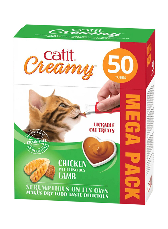 

Catit Creamy Treats Mega Pack Chicken with Lamb Wet Cat Food, 50 Pieces