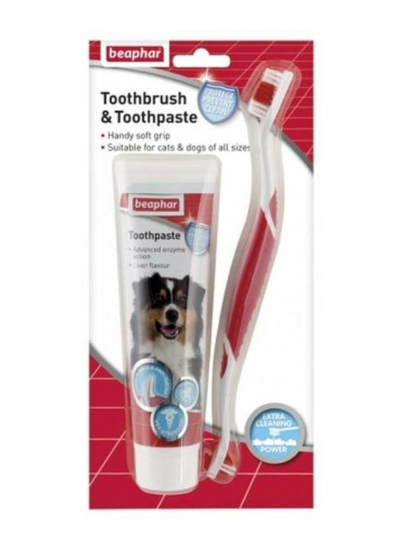Beaphar Toothbrush & Toothpaste Combipack Dog Set, Multicolour