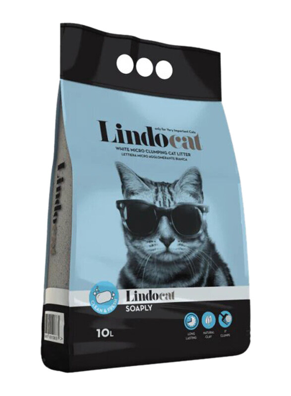 

Lindocat Scented Soaply White Bentonite Cat Litter, 10 Litre, Blue