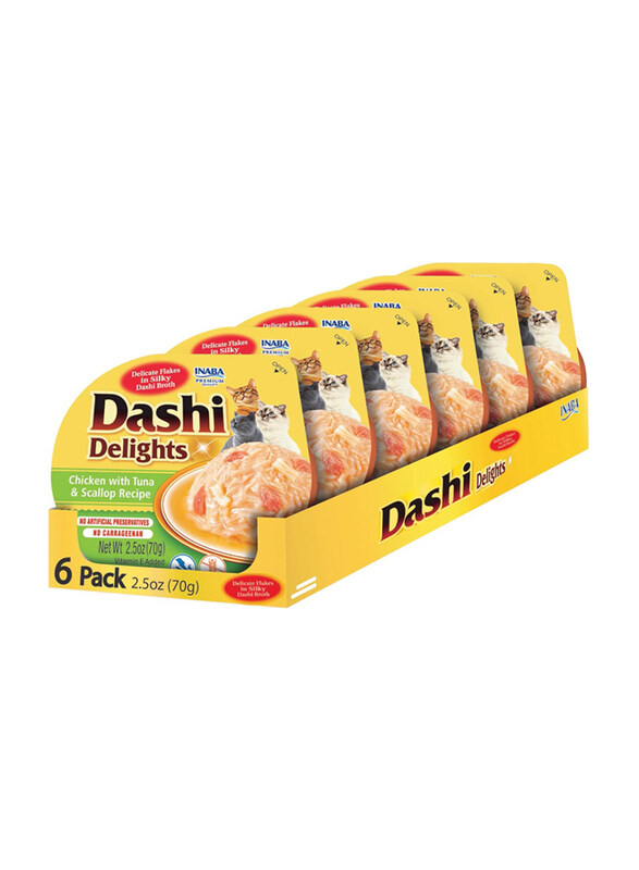 

Inaba Dashi Delight Chicken with Tuna & Scallop Recipe Cat Treats, 6 x 70g