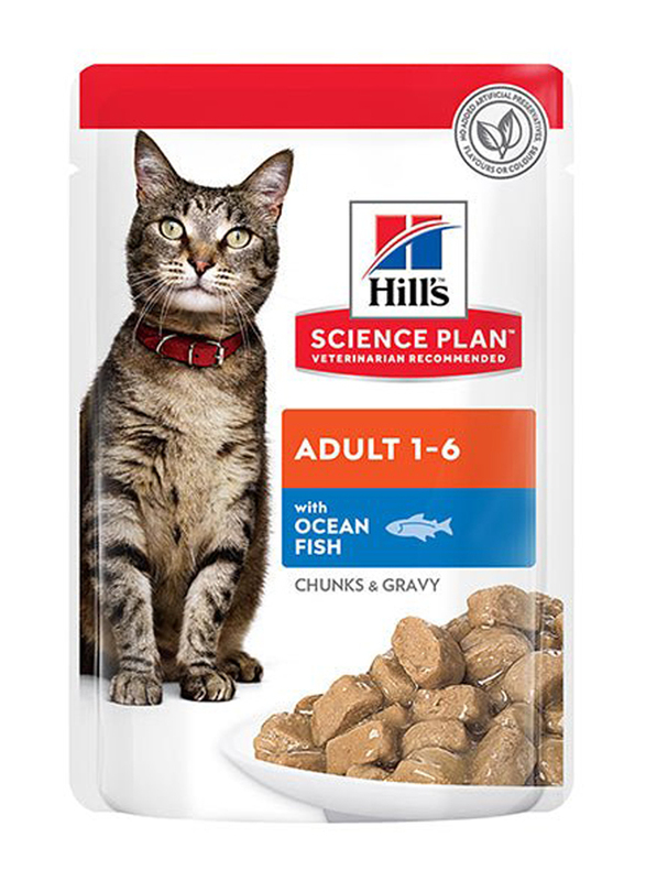 Hill's Science Plan Adult 1+ with Ocean Fish Wet Cat Food Pouches, 12 x 85g