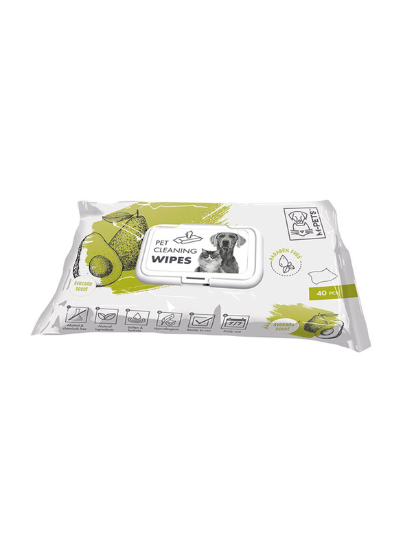 

M-Pets Pet Cleaning Avocado Wipes, 40 Pieces, White