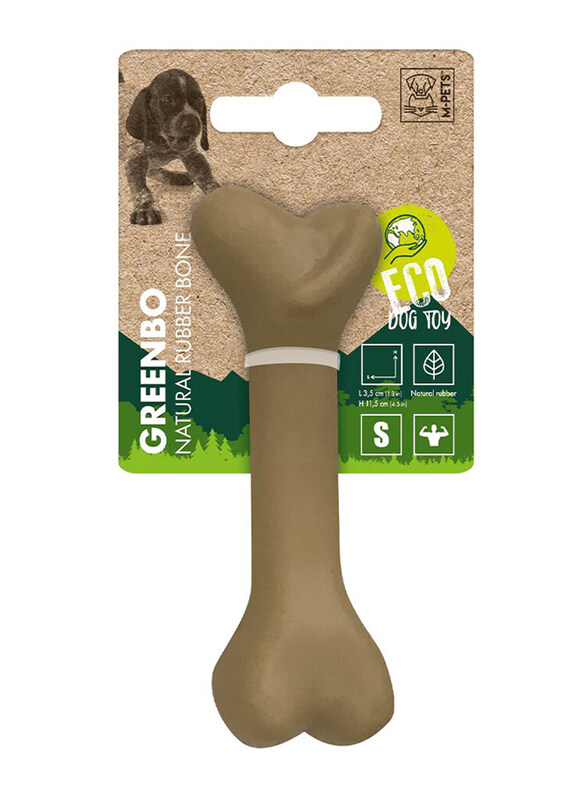 

M-Pets Greenbo Natural Rubber Bone Dog Toy, Small, Brown