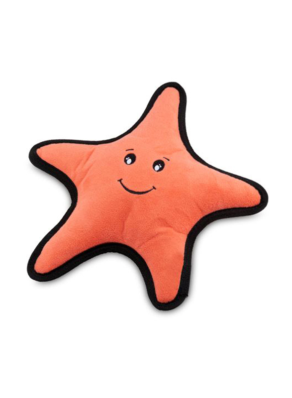 Beco Star Fish Recycled Rough and Tough Dog Chew Toy, Medium, Orange