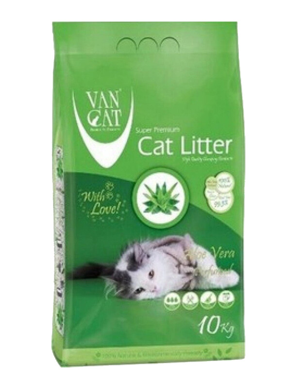 Van Cat White Aloe Vera Clumping Bentonite Cat Litter, 10 Kg, Green