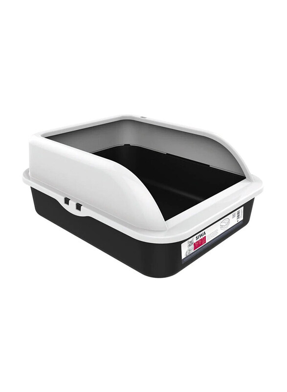 

M-Pets Siwa Cat Litter Tray, Large, White/Black