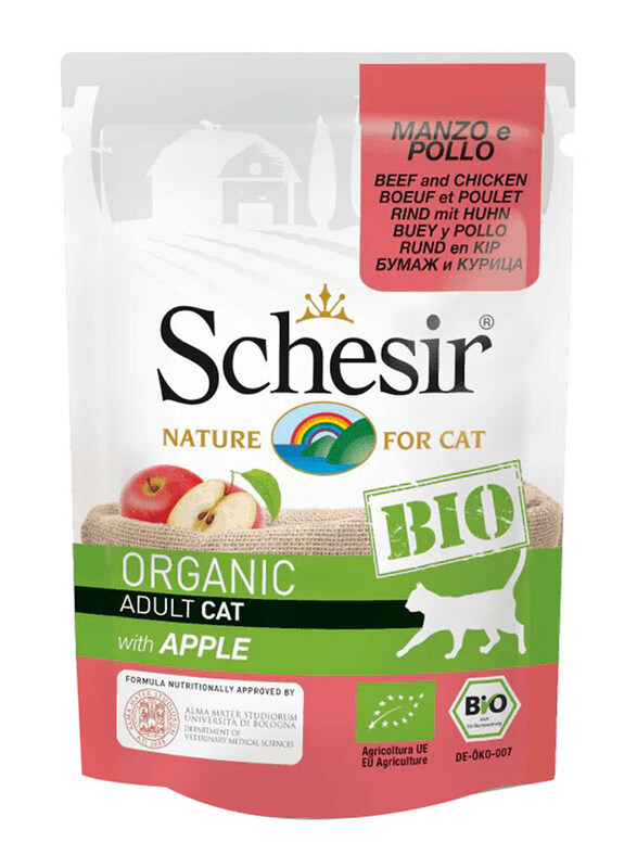 

Schesir Bio Beef & Chicken With Apple Wet Cat Food, 8 x 85g