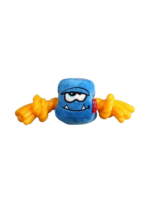 Gigwi Monster Rope Plush/TPR Toy with Squeaker Inside, Medium, Blue
