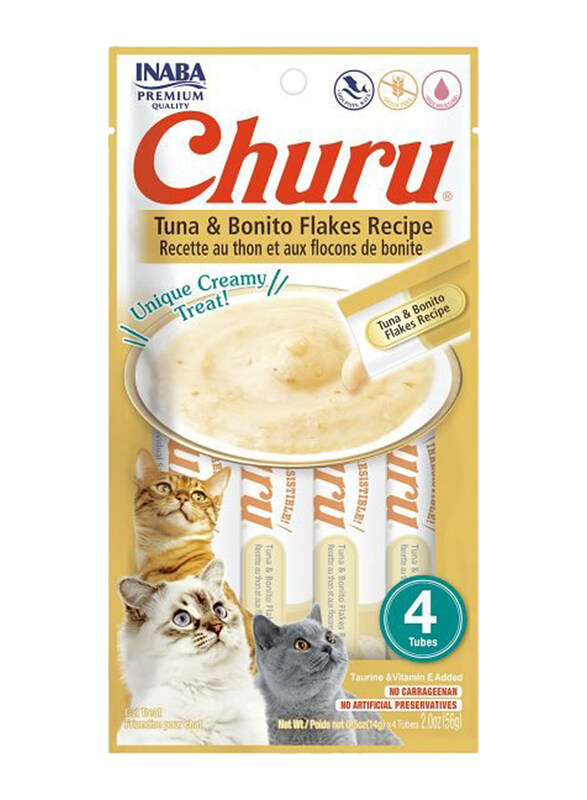 

Inaba Churu Tuna Recipe with Bonito Flakes Cat Wet Food, 3 x 4 Piece