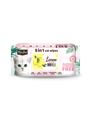 Kit Cat 5-in-1 Lemon Cat Wipes, 80 Sheets, Yellow