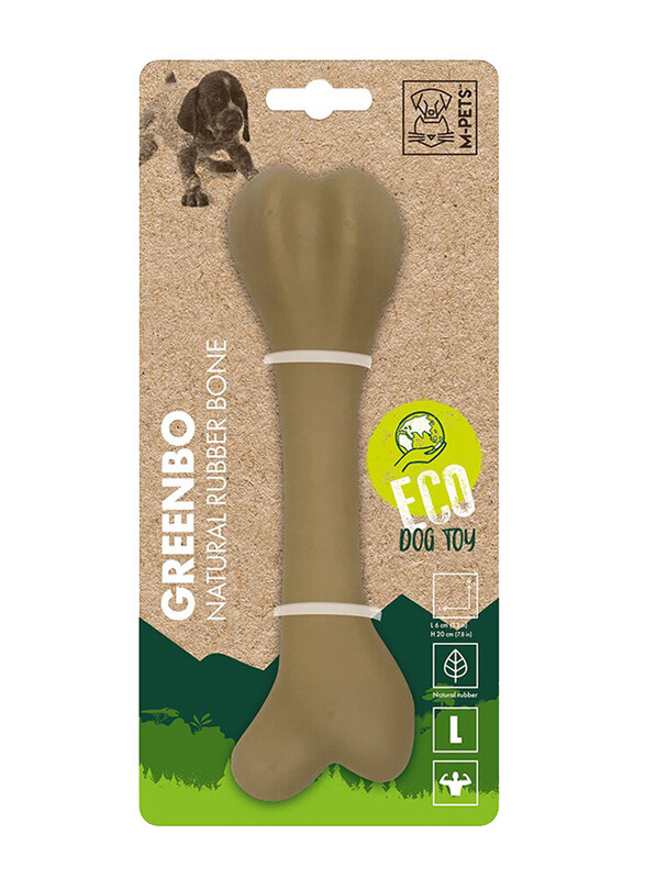 

M-Pets Greenbo Natural Rubber Bone Dog Toy, Large, Brown