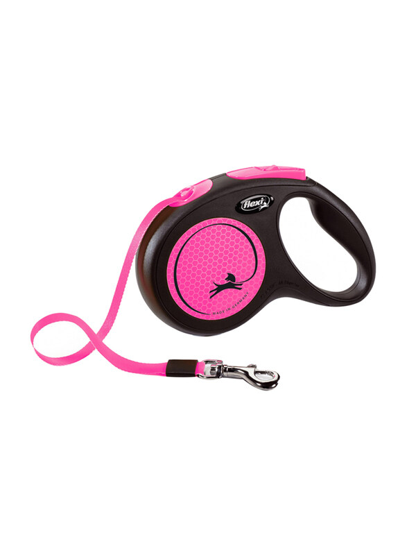 Flexi New Neon Tape Dog Leash, Medium, 5m, Pink