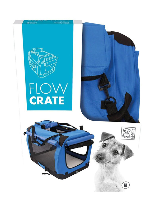 M-Pets Flow Crate for Dogs, Medium, Blue/Black