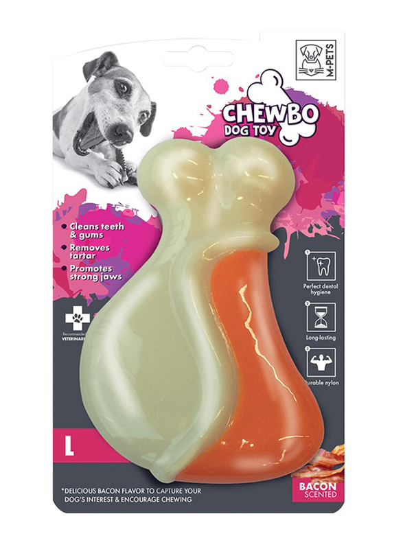 M-Pets Chewbo Leg Dog Toy, Large, White/Orange