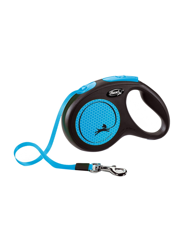 Flexi New Neon Tape Dog Leash, Medium, 5m, Blue
