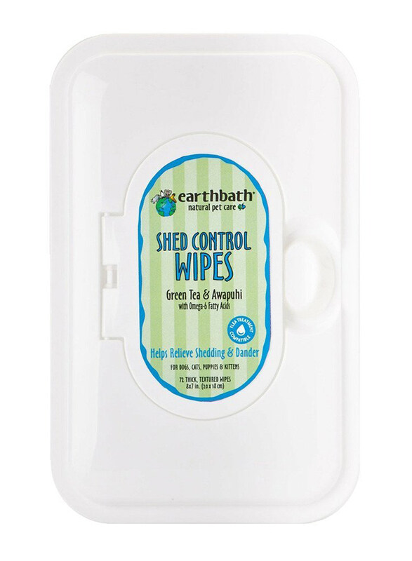 

Earthbath Shed Control Wipes, Green Tea & Awapuhi with Omega-6 Fatty Acids, Re-Sealable Container, 72 Wipes