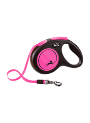 Flexi New Neon Tape Dog Leash, Small, 5m, Pink